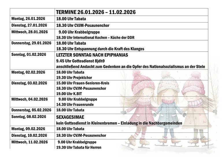 Termine 26.01.2026-11.02.2026