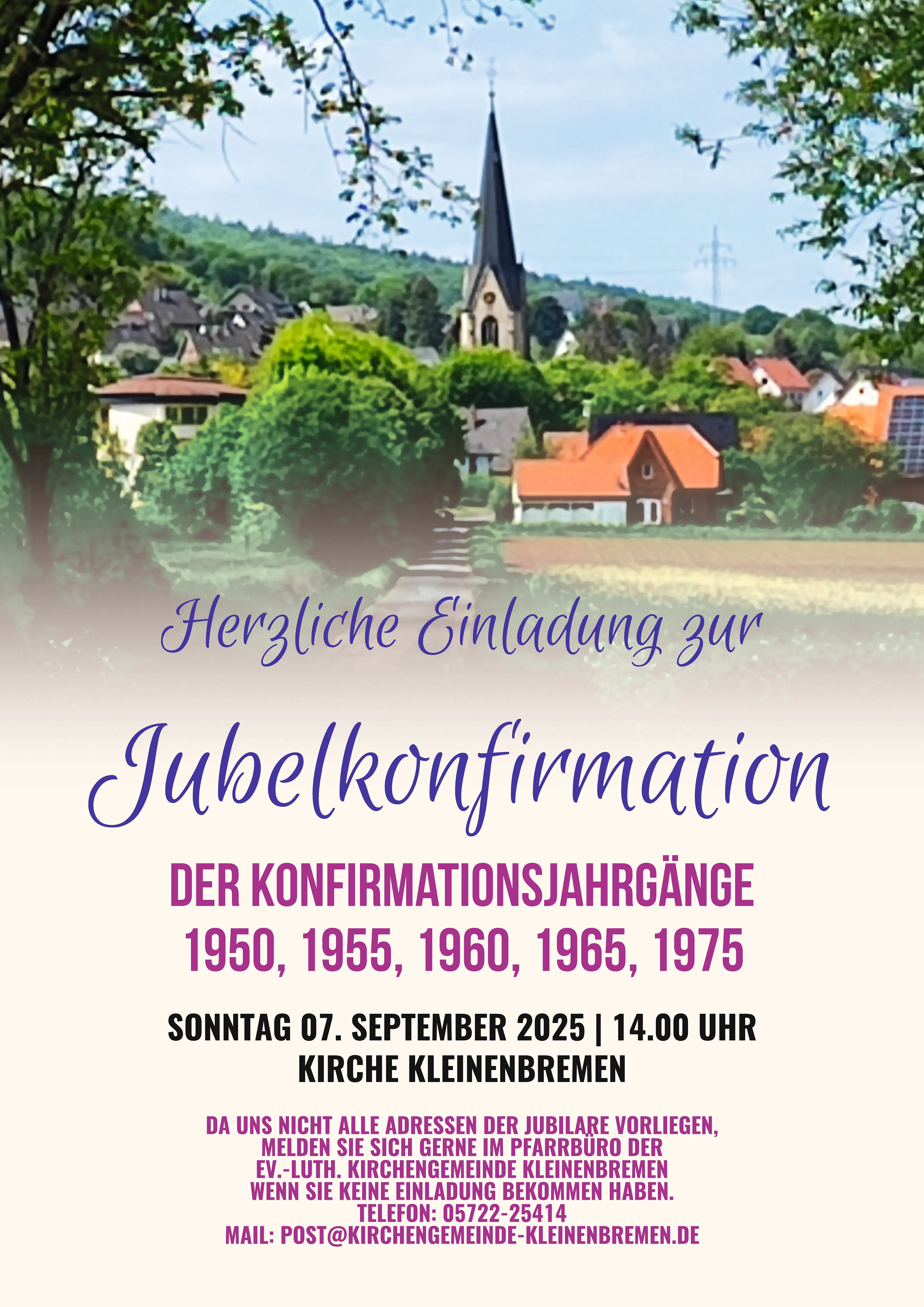 Herzliche Einladung zur Jubelkonfirmation 2025