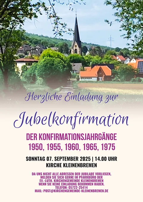 Herzliche Einladung zur Jubelkonfirmation 2025