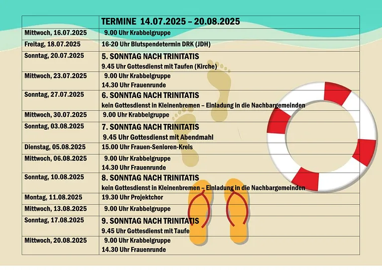 Termine 14.07.2025-20.08.2025