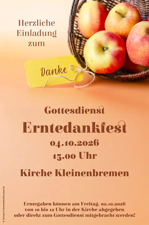 Einladung zum Erntedankfest 04.10.2026